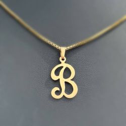 14k solid yellow gold Cross letter B Pendant charm