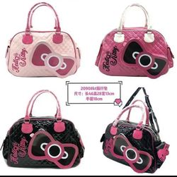 Kawaii Hello Kitty Sanrios Anime Cute Portable Cross-Body Pu Glossy Travel Bag Girl Fashion Kitten High Capacity Travel Bag