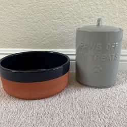 Dog Water/food Dish And Treat Jar