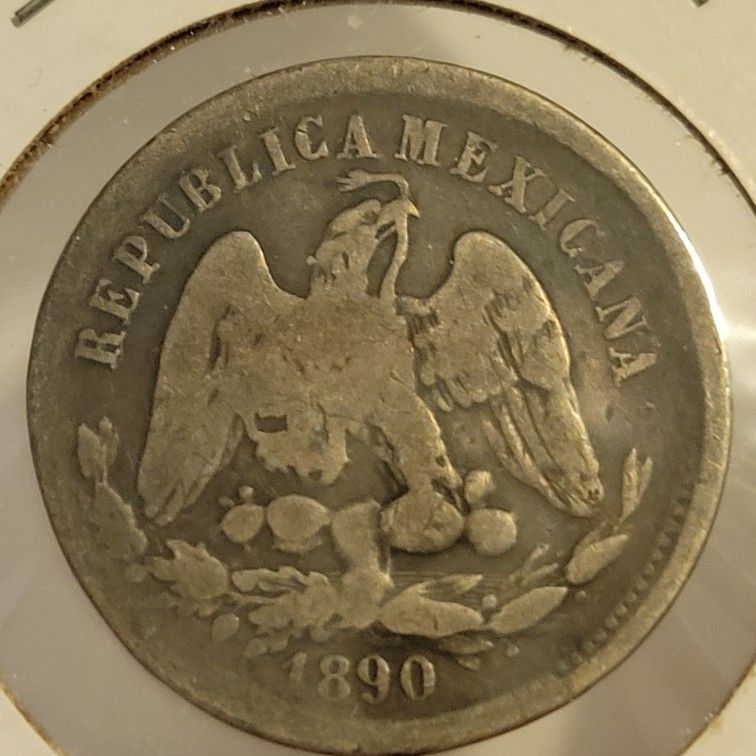  🇲🇽🇲🇽Mexico 25 Centavos - 1890 Go R - 90.3% Silver Low Mintage 