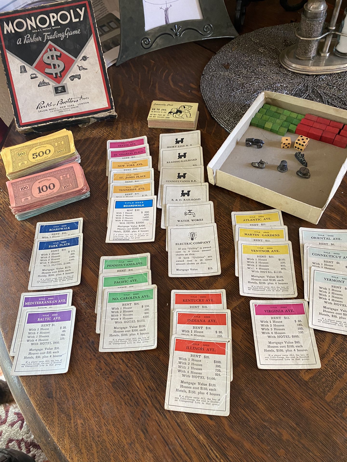 Monopoly game 1935 no board