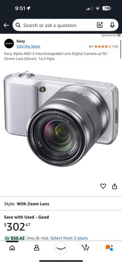 Sony Nex3 Camera With Lens