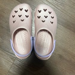 Disney crocs pink with purple strap