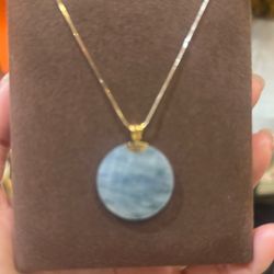 18k Gold Necklace With Natural Jade