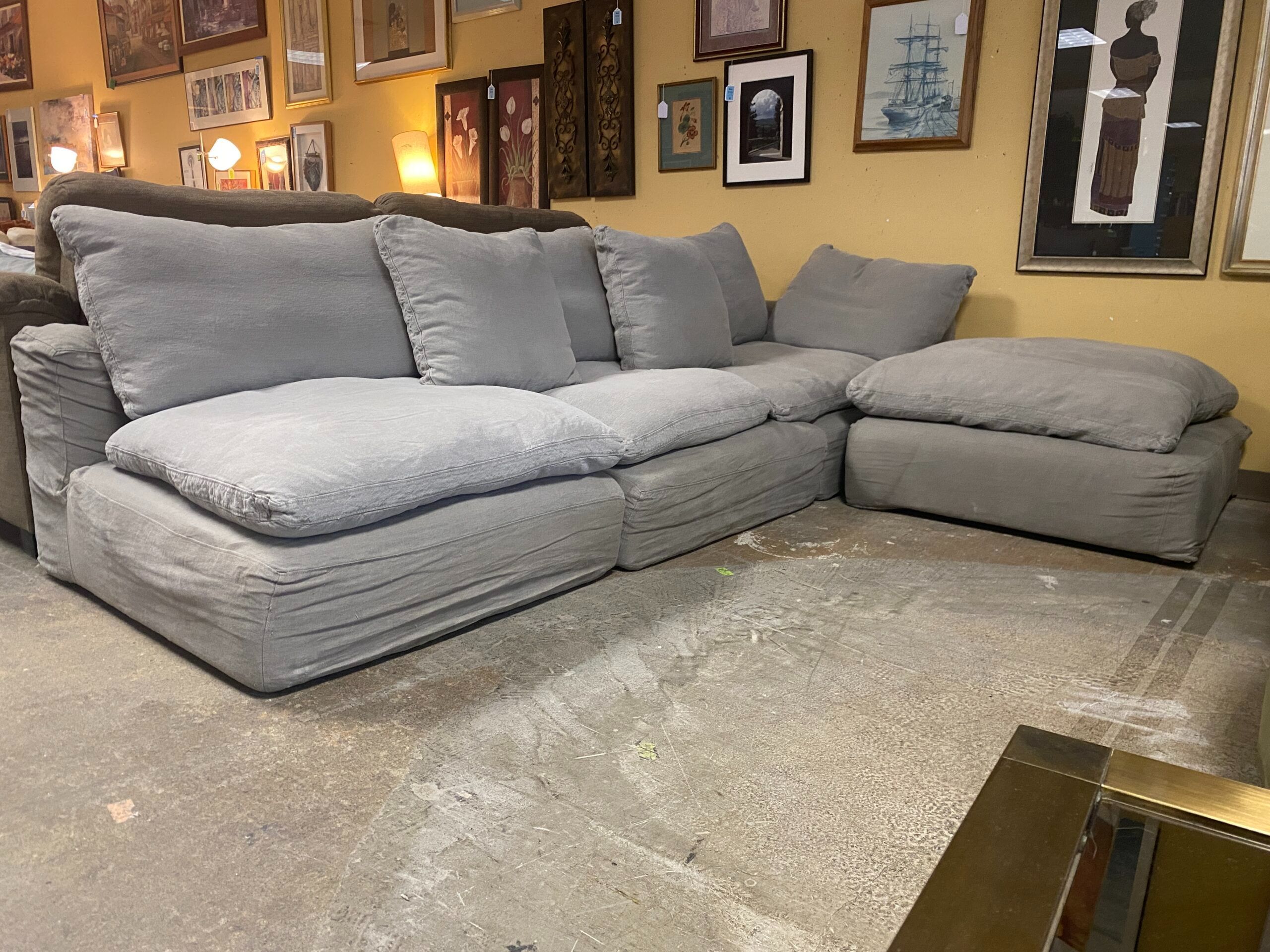 RESTORATION HARDWARE Cloud Grey 4-Piece Modular Sofa (AS IS)