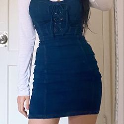 Winter DdressKpop Style Denim Blue Onepiece Dress(only Onepiece)