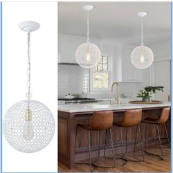 Zyzwmb White Globe Pendant Light 12” Can Be Semi Flush Mounted