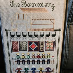 AMISH BARNRAISING CROSS STITCH NEEDLEPOINT