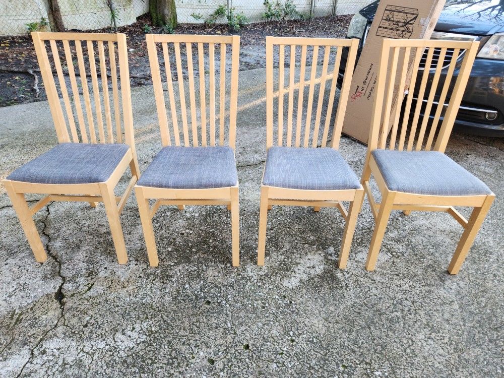4 Light Wood Ikea Dining Chairs