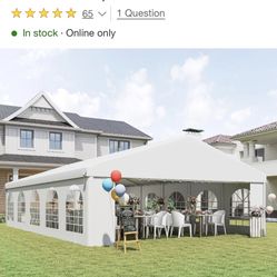 OUTSUNNY 32 FT. X 20 FT. LARGE OUTDOOR CANOPY PARTY TENT WITH REMOVABLE PROTECTIVE SIDEWALLS AND VERSATILE USES, WHITE