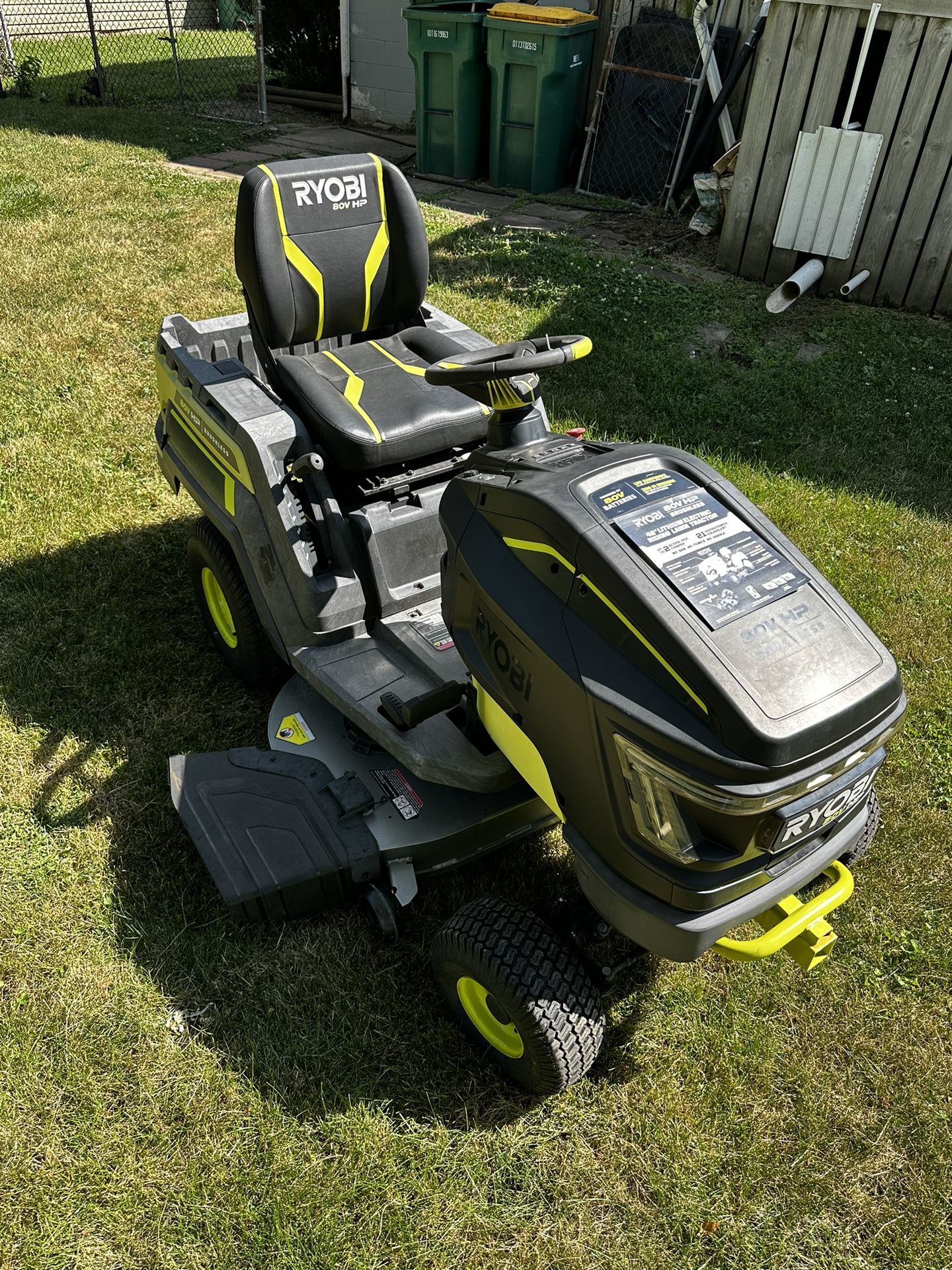 RYOBI 80V HP Brushless 42 in. Battery Electric Cordless Riding Lawn Tractor with (3) 80V 10Ah Batteries and Charger