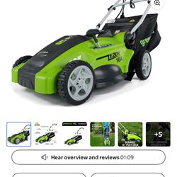 GreenWorks Corded Lawn Mower 16' 10 Amp