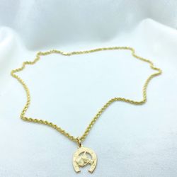 14k Gold Rope Chain W/ Horse Pendant 