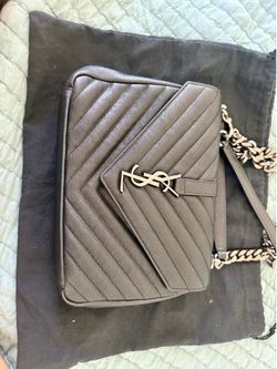 Certified Authentic SAINT LAURENT Sheepskin Matelasse Monogram Medium College Bag