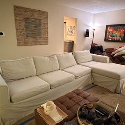Slipcovered Sectional Sofa with Chaise Lounge – Washable Covers