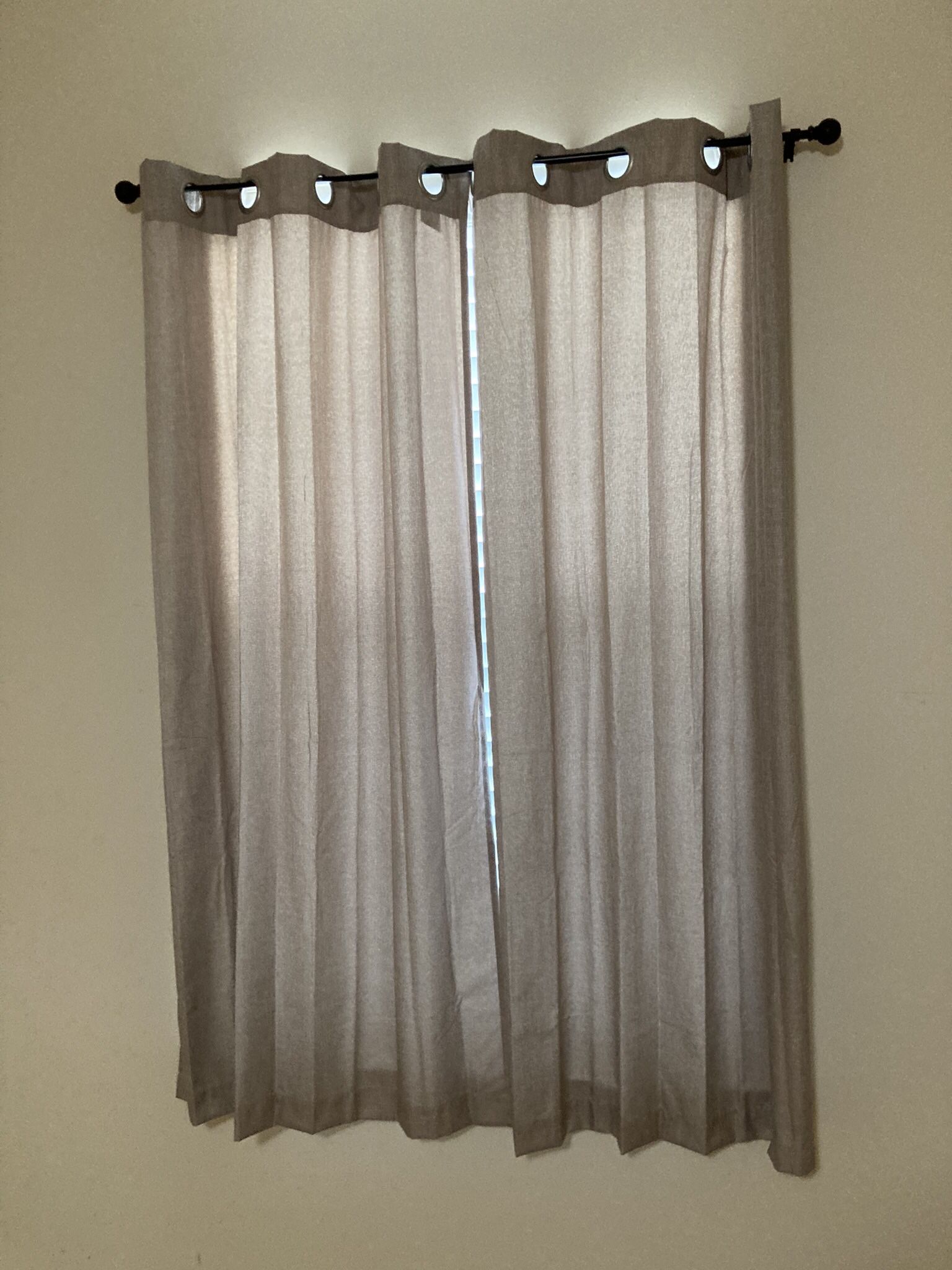 Pair Of Light Filtering Lined Curtains Panels 38” W X 63” L Each Grommet Top