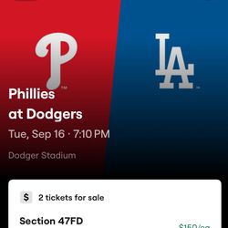 Phillies At Dodgers  ( 2 Field Level Aisle Seats 🔥) 