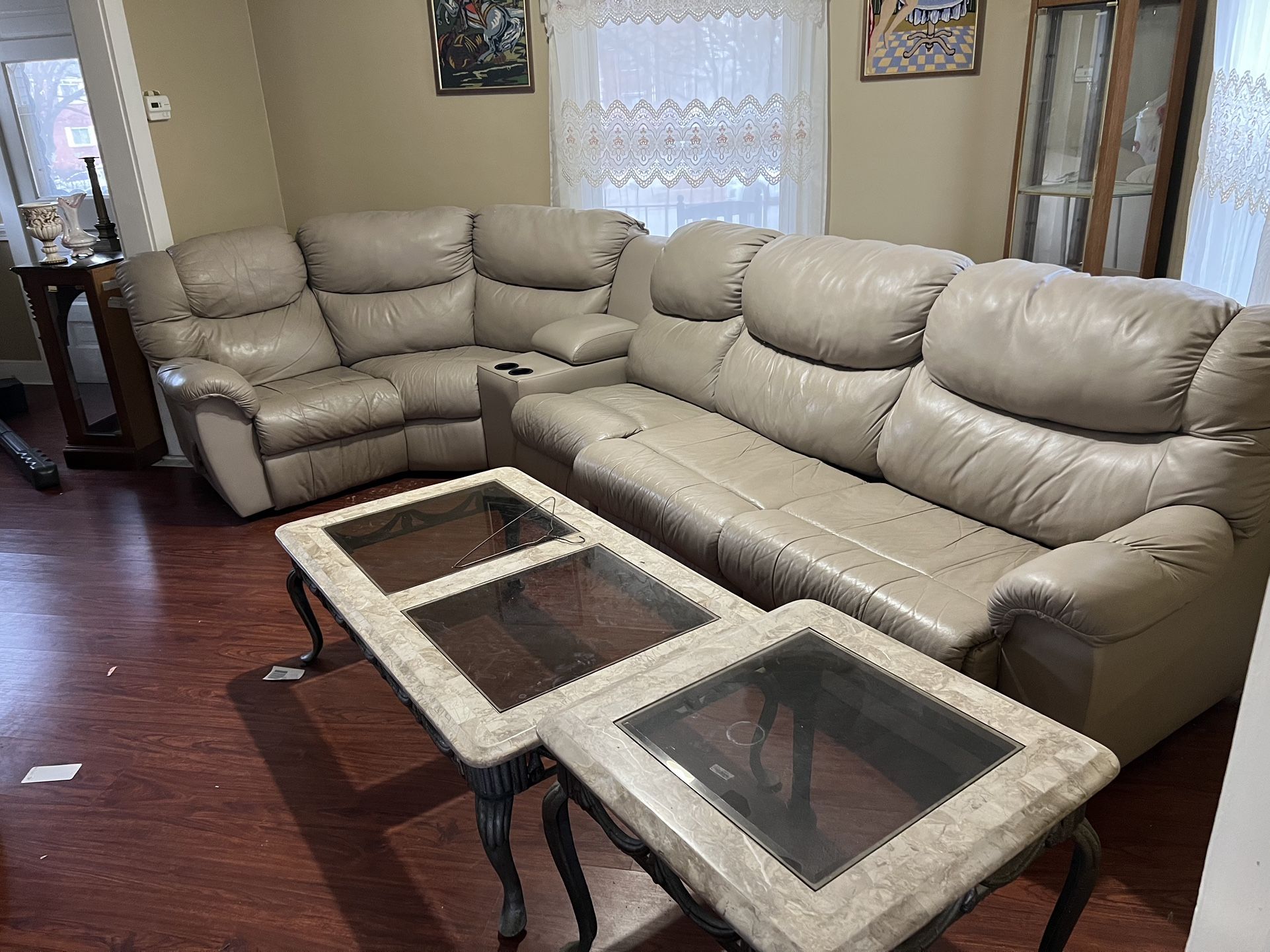 living room couch and tables