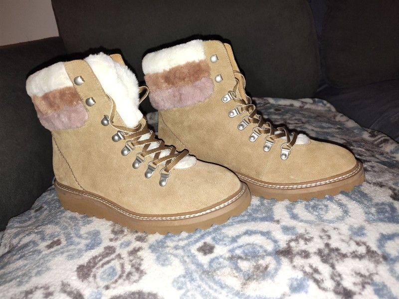 Splendid Brown White Faux Fur Boots
