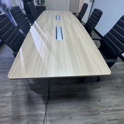 10’ Conference Table With 8 Chairs 