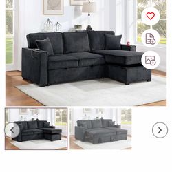$380 sectional pull out bed with storage plus usb cup holder