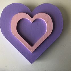 Solid Wood Heart Hand Painted