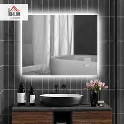 HOMCOM LED Bathroom Mirror w/Lights, 39"x32" Backlit Anti-Fog Dimmable Mirror