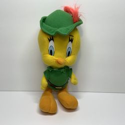 Vintage 1997 Looney Tunes Tweety Bird Robin Hood Stuffed Plush Toy Warner Bros.