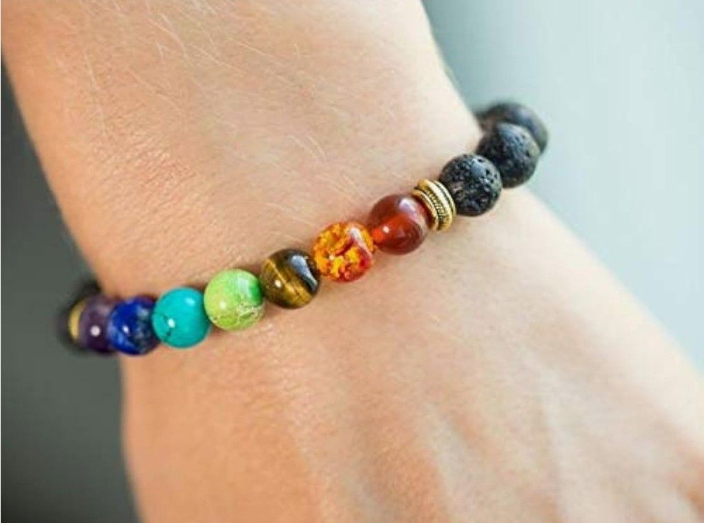 Seven Chakra Beaded Stretch Mala Bracelet