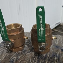 Brass boat 2-in ball valve, made by Marine Hardware set of 2, New