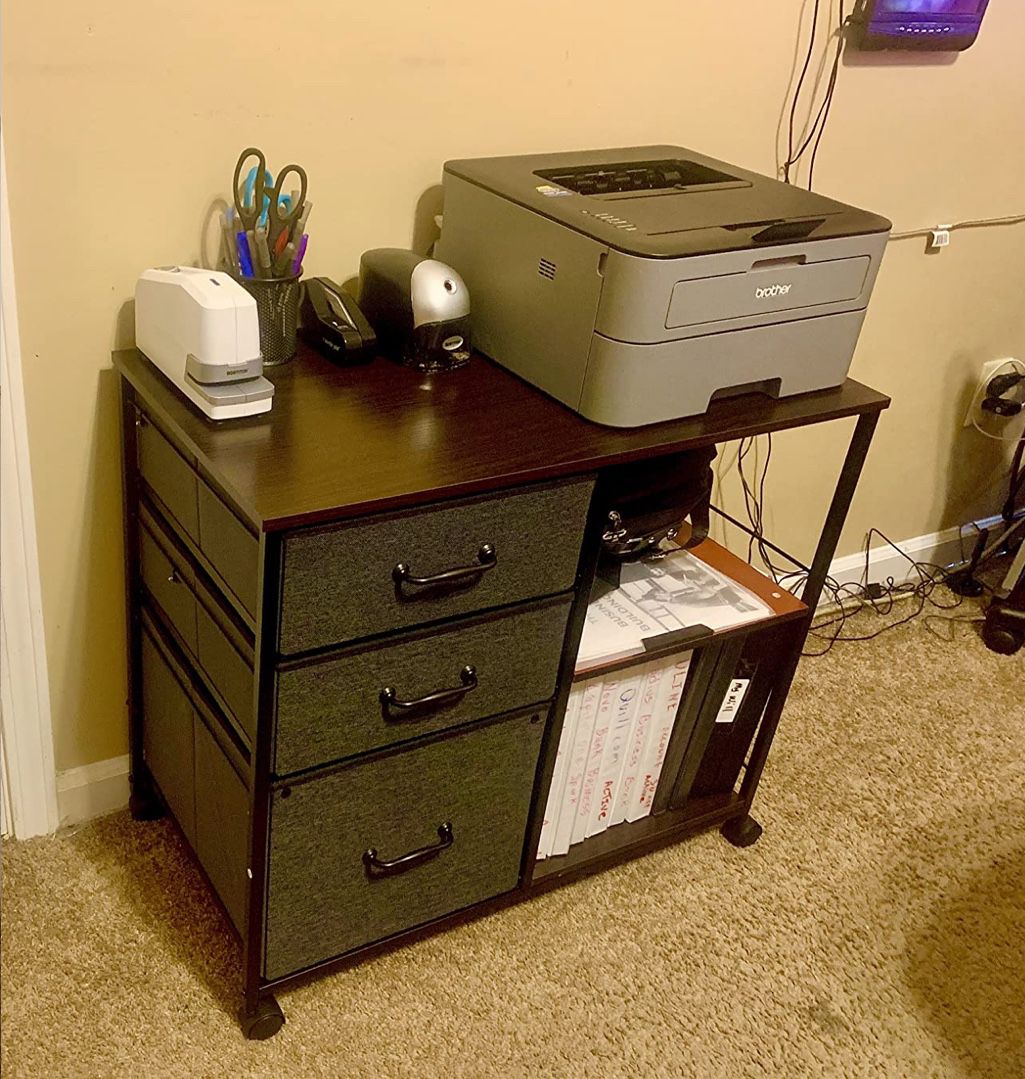 New 3 Drawer Mobile File Cabinet With Open Shelves.