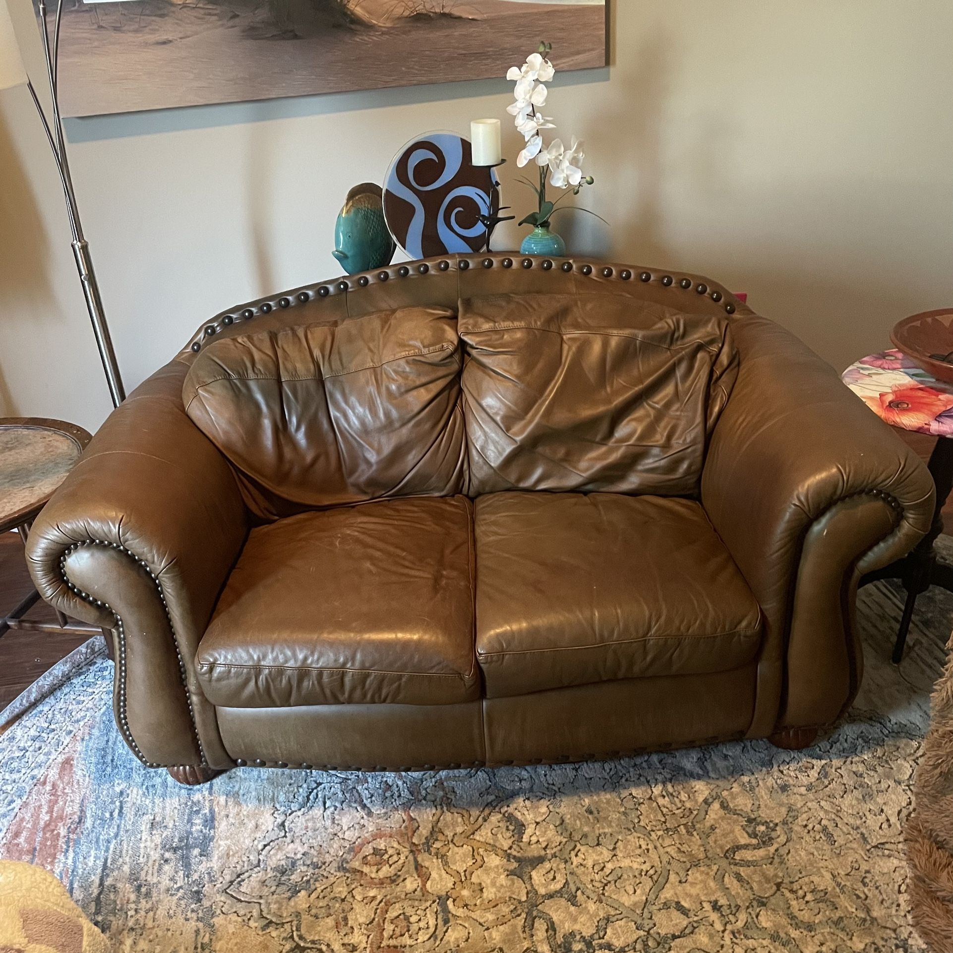 Faux Leather Oversized Loveseat