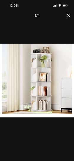 Rotating Bookshelf, Small Corner Bookcase with Storage for Small Space, 4 Tier 360 Spinning Bookshelf