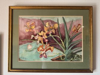 Original Orchid Watercolor – Signed & Framed - $124 OBO