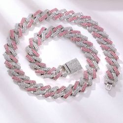 Pink/Silver Rhinestone Hip Hop Party Deco Chain