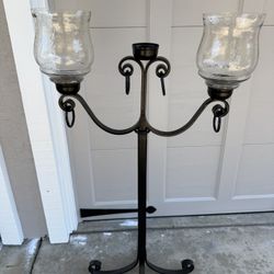 GORGEOUS Metal Candle Holder with Glass Shades 