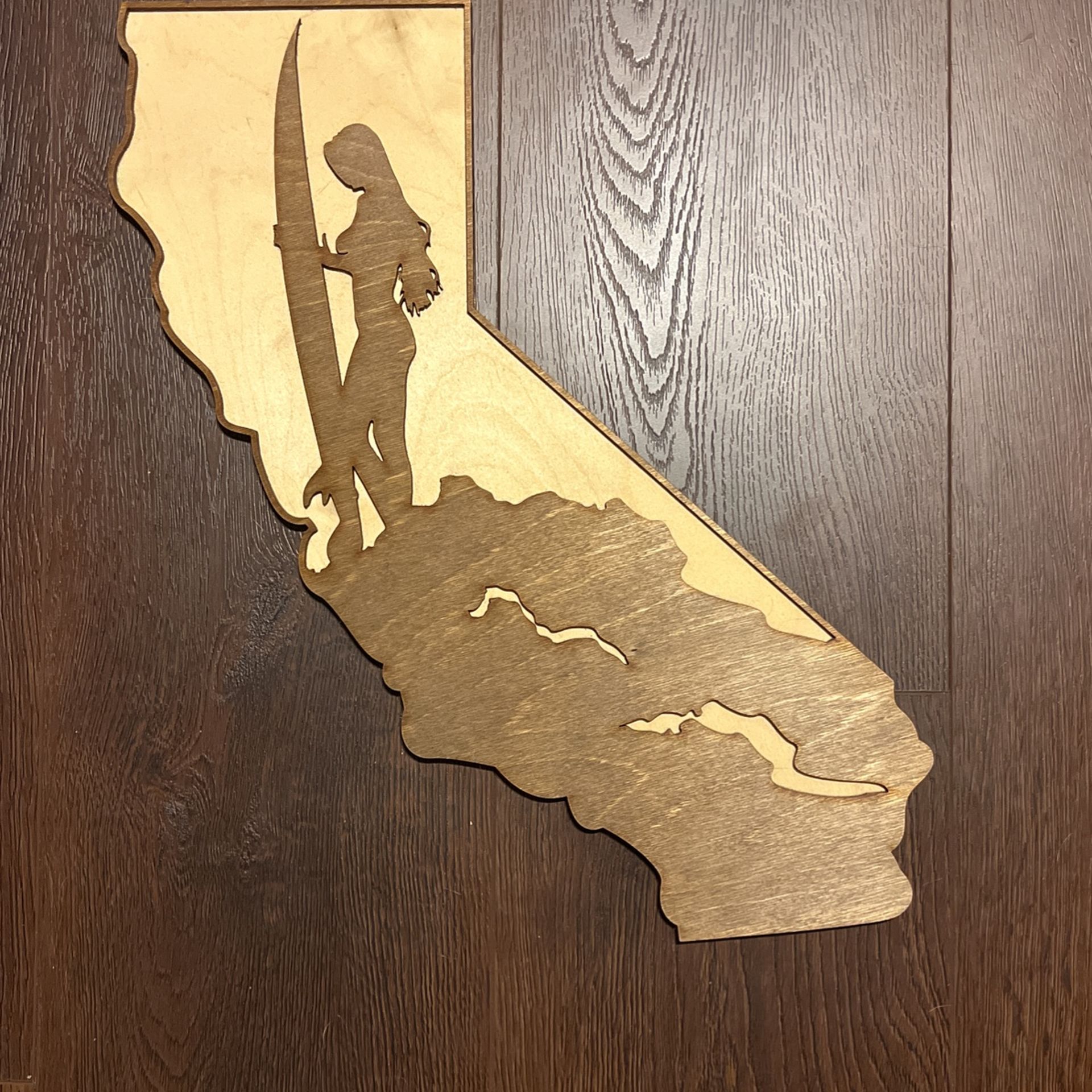 Wood California Surf Girl Wall Art
