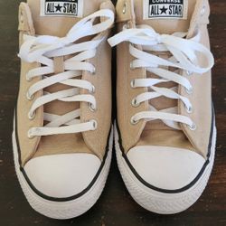 Tan Converse With White Laces