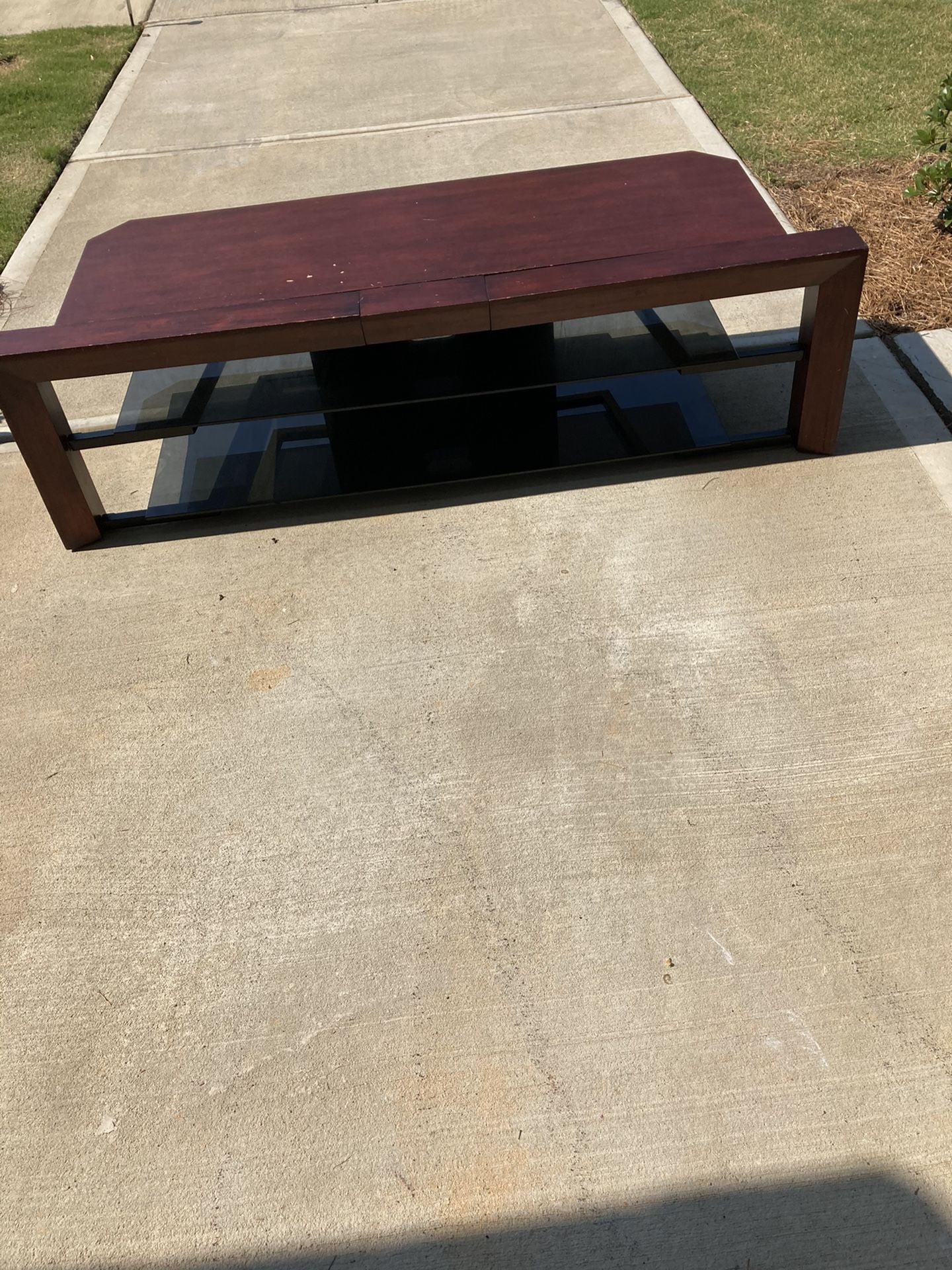 Tv Stand - Wooden + Glass Shelves - Moving Out Sale!!!