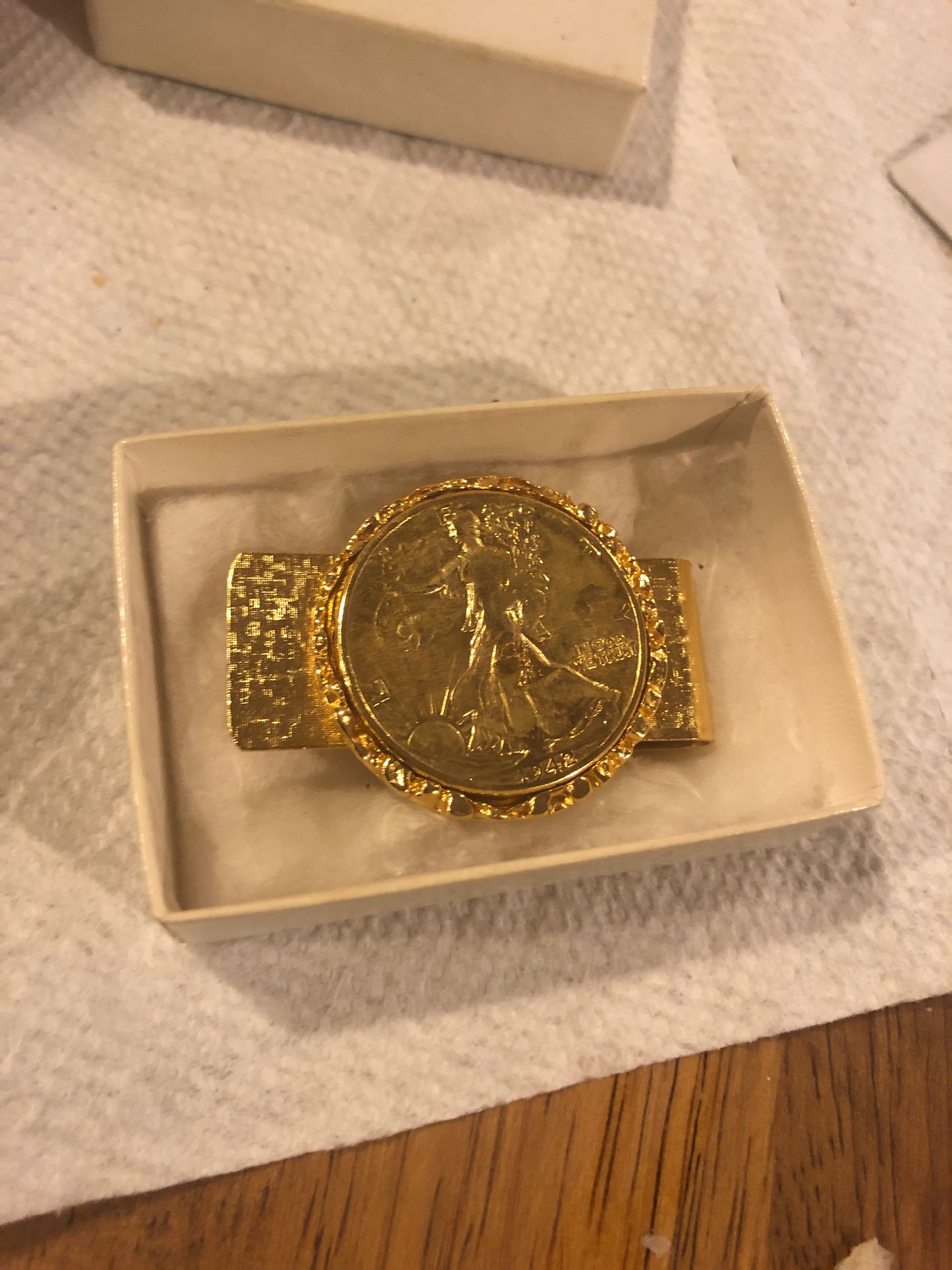 1942 Walking Liberty Coin+ Gold Money Clip