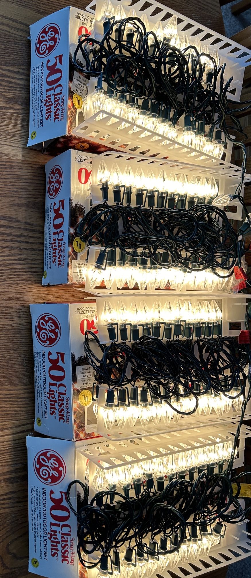 **Never Used 4 X 50 Light Indoor/Outdoor White Light Strings**
