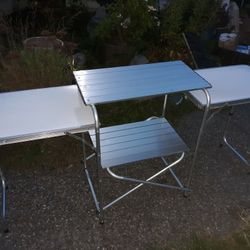 Tri Fold Camp Camping Table. Folds Flat And In A Bag Coleman Rei  Trailer Camper Van Beach Barbecue