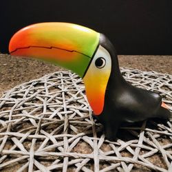 Hand Painted Pottery Toucan Signed By Artist Gloria A Dios