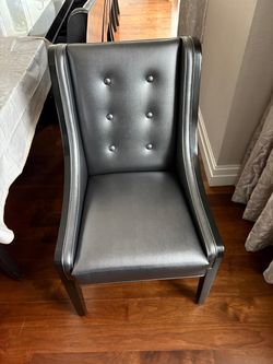 Mixed material Wood and vegan leather custom made dining room chairs - 18 available