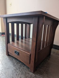 Rustic Brown Wood End Table