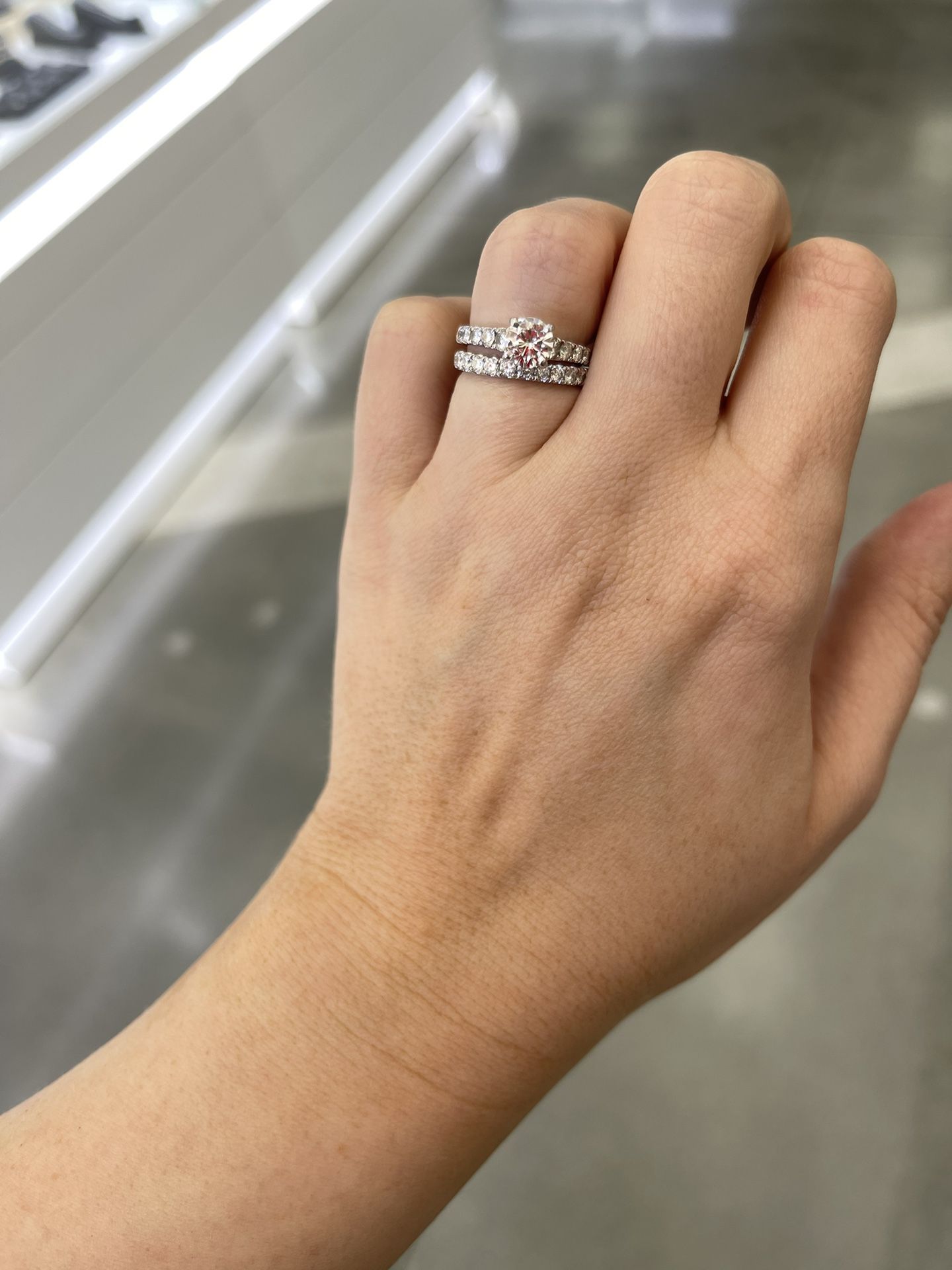 14k White Gold Diamond Wedding Ring Set