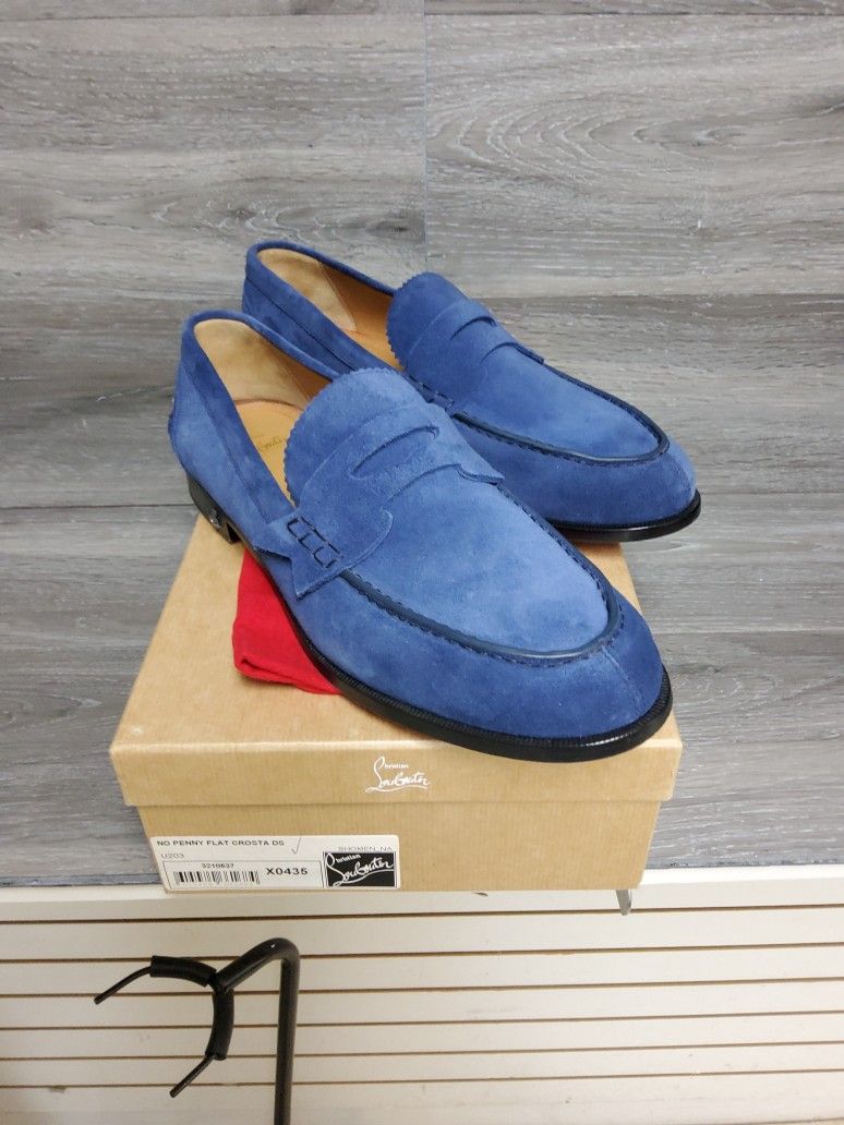 Christian Louboutin No Penny Flat Shoes Navy Size 10.5