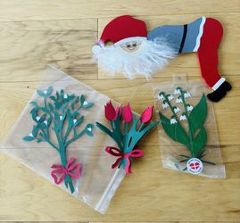 Scandinavian Holiday Items; Door Nisse and 4 Mobiles.