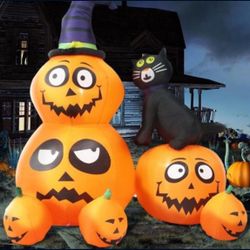 Halloween Inflatables, 6ft Pumpkin and Cat
