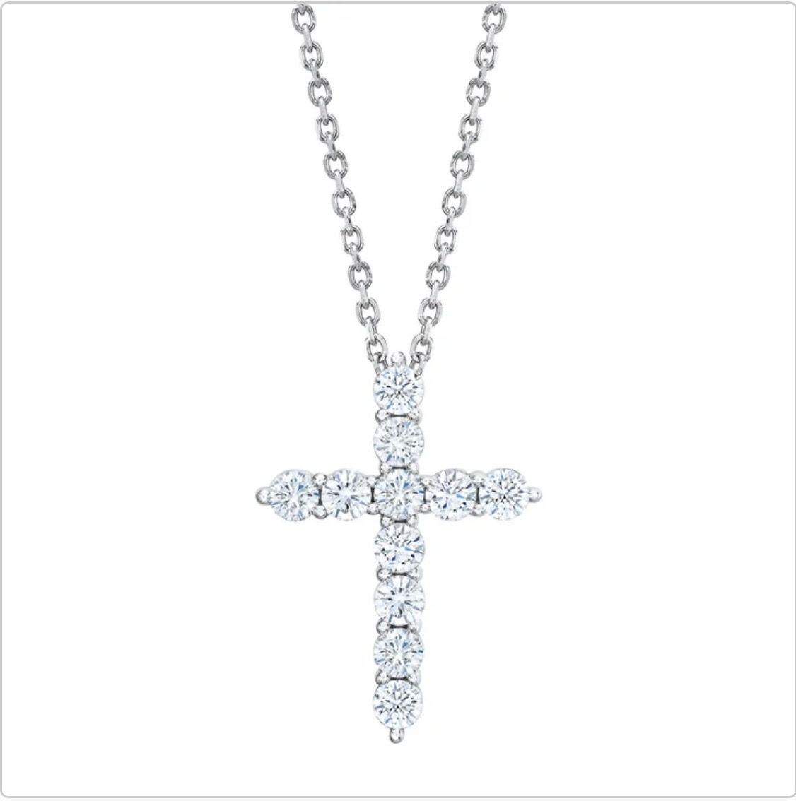 Round Brilliant 1.00 ctw VS2 Clarity, G Color Diamond 14kt White Gold Cross Pendant